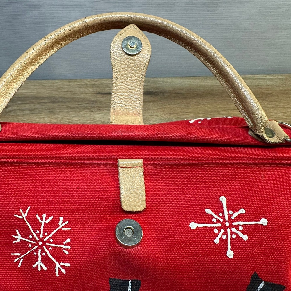 Vintage T. Capelli Hand Painted Snowman Purse Red Holiday Festive Handbag 90s - Picture 8 of 12
